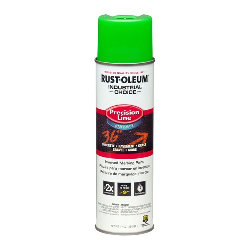 Painting | Rust-Oleum RST203032CT 17 oz. Aerosol Can Industrial Choice Precision Line Marking Paint - Fluorescent Green (12/Carton) image number 0