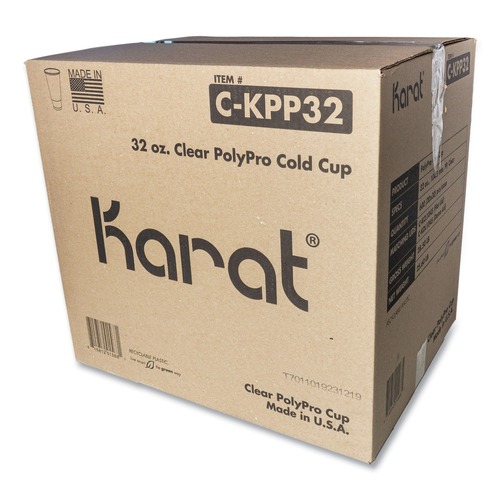 Cups and Lids | Karat C-KPP32 32 oz. PolyPro (PP) Plastic Cups - Translucent (600/Carton) image number 0