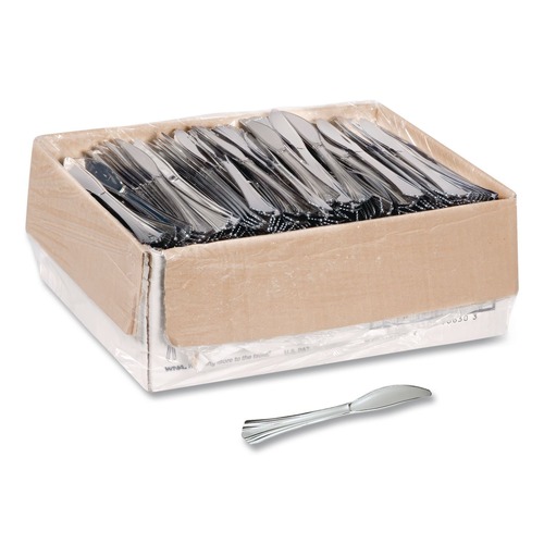  | WNA WNA 630155 7 1/2 in. Reflections Design Heavyweight Plastic Knives - Silver (600/Carton) image number 0