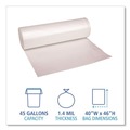 Trash Bags | Boardwalk X8046DCKR01 40 in. x 46 in. 45 gal. 1.4 mil Recycled Low-Density Polyethylene Can Liners - Clear (100/Carton) image number 4