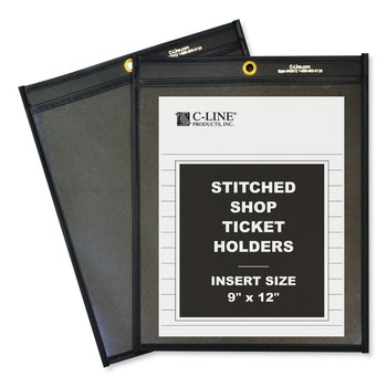 C-Line 45912 75-Sheet 9 x 12 Stitched Shop Ticket Holders - One Side Clear (25/Box)