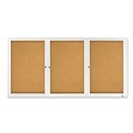 Labor Day Sale | Quartet 2366 72 in. x 36 in. Enclosed Indoor Cork Bulletin Board with 3 Hinged Doors - Tan Surface, Silver Aluminum Frame image number 0