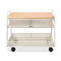 Office Carts & Stands | Safco 5208WH 21 in. x 16 in. x 17.5 in. 1 Shelf 1 Drawer 1 Bin 100 lbs. Capacity Onyx Under Desk Metal Machine Stand - White image number 2