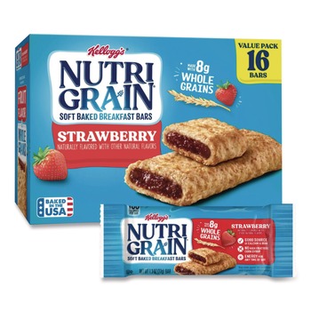 SNACKS | Kellogg's 511386 1.3 oz. Bar Nutri-Grain Soft Baked Breakfast Bars - Strawberry (16/Box)