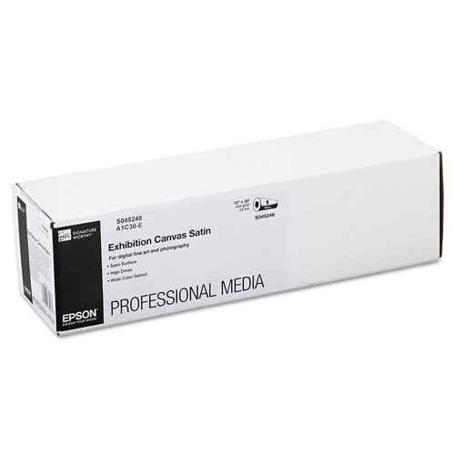 Photo Paper | Epson S045248 13 in. x 20 ft. 23 mil. Exhibition Canvas - Satin White (1-Roll) image number 0