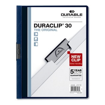 BINDERS AND BINDING SUPPLIES | Durable 220328 DuraClip 30 Sheet Capacity Letter Size Vinyl Report Cover - Navy/Clear (25/Box)