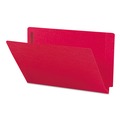 File Folders | Smead 28740 0.75 in. Expansion Heavyweight Colored End Tab Fastener Folders - Red Exterior/Legal Size (50/Box) image number 0