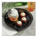 Food Trays, Containers, and Lids | Chinet 81411 8 in. x 11 in. Heavyweight Plastic Platters - Black (250/Carton) image number 1