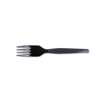 CUTLERY | Dixie FM507 Medium-Weight Polystyrene Plastic Forks - Black (100-Piece/Box)