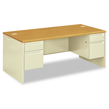 HON H38180.C.L 72 in. x 36 in. x 29.5 in. 38000 Series Double Pedestal Desk - Harvest/Putty