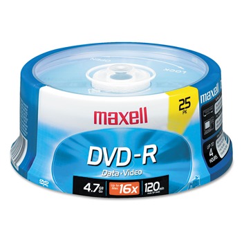  | Maxell 638010 4.7 GB 16x Spindle DVD-R Recordable Disc - Gold (25/Pack)