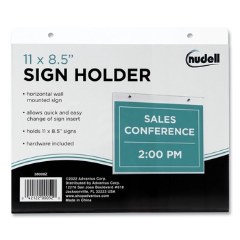 NuDell 38008Z 11 in. x 8.5 in. Quick-Change Insert System Plastic Horizontal-Orientation Wall Sign Holder with Mounting Screws - Clear