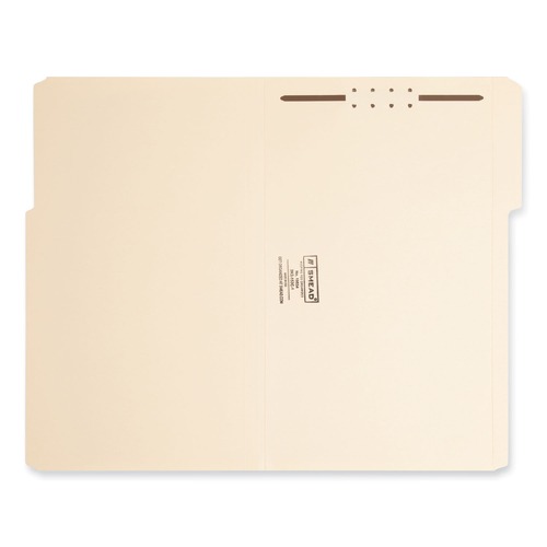 File Folders | Smead 19534 0.75 in. Expansion 1/3-Cut Top Tab Fastener Folders, 1 Fastener - Legal Size/Manila Exterior (50/Box) image number 0