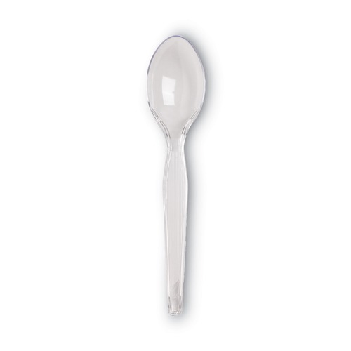 Just Launched | Dixie TH017 6 in. Heavyweight Plastic Cutlery Teaspoon - Crystal Clear (1000/Carton) image number 0