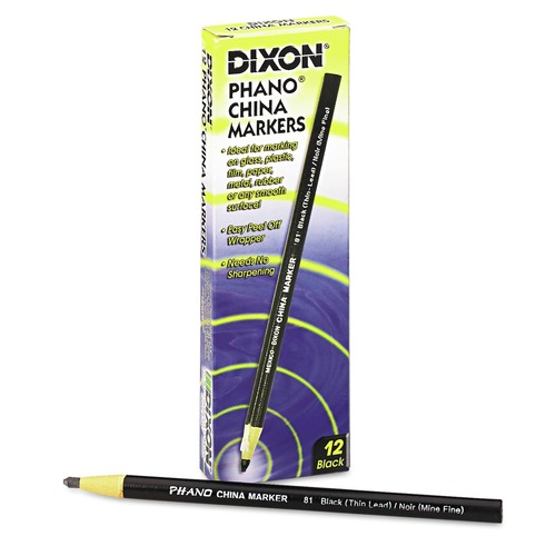 Back to School Sale | Dixon X00081 Thin Lead China Marker - Black (1-Dozen) image number 0