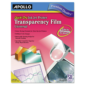 PAPER AND PRINTABLES | Apollo VCG7033S-A 8.5 in. x 11 in. Quick-Dry Color Inkjet Transparency Film (50/Box)