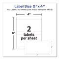 Labels | Avery 05444 2 in. x 4 in. Removable Multi-Use Labels for Inkjet/Laser Printers - White (2/Sheet, 50 Sheets/Pack) image number 1