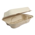 Food Trays, Containers, and Lids | World Centric TO-SC-UHB-LFP 9.2 in. x 6.4 in. x 3.1 in. Hoagie Box Paper Fiber Hinged Containers - Natural (500/Carton) image number 0