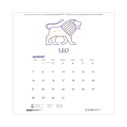 Back to School Sale | House of Doolittle 3185 11 in. x 14 in. 12-Month (Aug 2025-Jul 2026) Recycled Academic Zodiac Wall Calendar - Multicolor Sheets image number 0