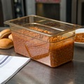 Food Trays, Containers, and Lids | Carlisle 3086213 12.75 in. x 12.75 in. x 6 in. 5.7 qt. StorPlus High Heat Plastic Food Pan - Amber image number 3
