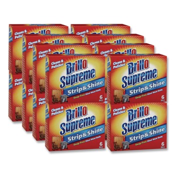 FACILITY MAINTENANCE SUPPLIES | Brillo 23306 Strip and Shine 2.5 in. x 2 in. Steel Wool Balls - Gray (24/Carton)