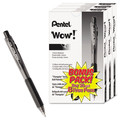 Pens | Pentel BK440ASW-US Medium 1 mm Retractable WOW! Ballpoint Pen Value Pack - Black Ink, Smoke/Black Barrel (36/Pack) image number 2