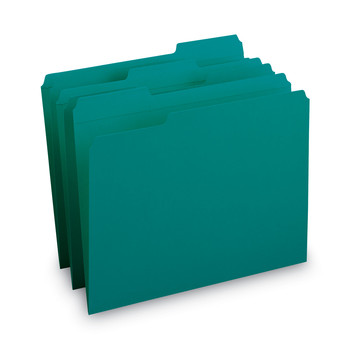 Smead 13134 1/3-Cut Tabs Assorted Letter Size 0.75 in. Expansion Reinforced Top Tab Colored File Folders - Teal (100/Box)