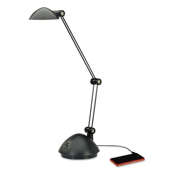 Alera ALELED912B 11.88 in. W x 5.13 in. D x 18.5 in. H Twin-Arm Task LED Lamp with USB Port - Black