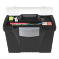 File Folders | Storex 61510U01C 14.5 in. x 10.5 in. x 12 in. Portable Letter/Legal Filebox with Organizer Lid - Black image number 2