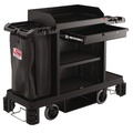 Cleaning Carts | Suncast Commercial HKC2002 24 in. x 62.13 in. x 49.75 in. 1-Shelf Plastic Partially Assembled Premium Housekeeping Cart - Black image number 2