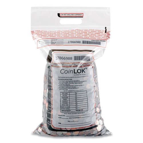 Retail Store Supplies | CoinLOK 585100 12.5 x 25 Plastic Coin Bag - Clear (50/Pack) image number 0