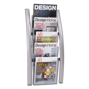 Alba DDICE5M 13 in. x 3.5 in. x 28.5 in. Wall Literature Display - Silver Gray/Translucent