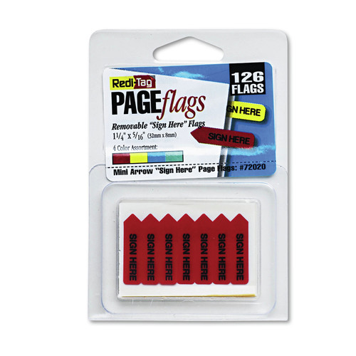 Page Flags | Redi-Tag B72020 Sign Here Mini Arrow Page Flags - Blue/Mint/Red/Yellow (126/Pack) image number 0