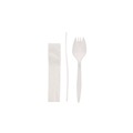 Cutlery | Pactiv Corp. FKQWSCHLCH Mediumweight Plastic Fieldware Cutlery Napkin/Spork/Straw Kit - White (1000/Carton) image number 1