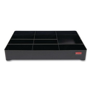 Rubbermaid Commercial 2124078 18.75 in. x 3.62 in. 11-Section Amenity Organizer for all Rubbermaid Commercial Full-Size and Compact Housekeeping Carts - Black