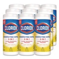 Disinfectants | Clorox 01594 7 in. x 8 in. 1-Ply Disinfecting Wipes - Crisp Lemon, White (35/Canister, 12 Canisters/Carton) image number 0