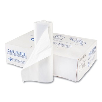 JUST LAUNCHED | Inteplast Group S434817N 60 gal. 17 microns 43 in. x 48 in. High-Density Interleaved Commercial Can Liners - Clear (25 Bags/Roll, 8 Rolls/Carton)