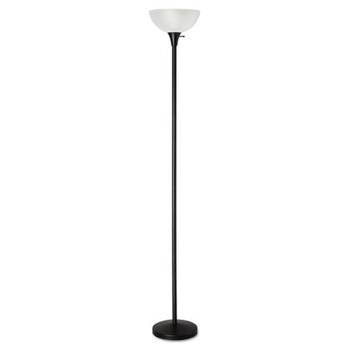 Lamps | Alera ALELMPF72B 11.25 in. W x 11.25 in. D x 71 in. H Translucent Plastic Shade Floor Lamp - Matte Black image number 0