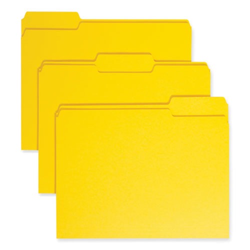 File Folders | Smead 12943 1/3-Cut Tabs Assorted Letter Size 0.75 in. Expansion Colored File Folders - Yellow (100/Box) image number 0