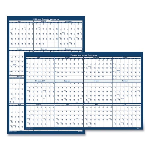 Back to School Sale | House of Doolittle 395 12-Month (July to June): 2025 to 2026 24 in. x 37 in. Academic Year Recycled Poster Style Reversible/Erasable Yearly Wall Calendar image number 0