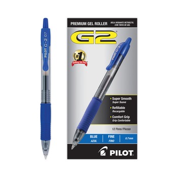 JUST LAUNCHED | Pilot 31021 G2 Premium Retractable 0.7 mm Gel Ink Pen - Fine, Blue (Dozen)