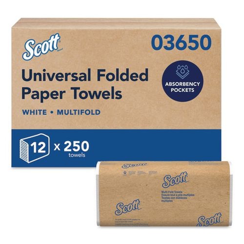 Cleaning & Janitorial Supplies | Scott 03650 9.2 in. x 9.4 in. Multi-Fold Towels - White (3000/Carton) image number 0