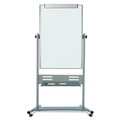 White Boards | MasterVision QR5203 35.4 in. x 47.2 in. 80 in. Tall Vertical Orientation Revolver  - Silver Aluminum Frame image number 0