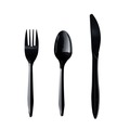 Cutlery | Boardwalk BWK3KITBLPP 3-Piece Mediumweight Plastic Fork/Knife/Spoon Polypropylene Cutlery Kit - Black (250/Carton) image number 0