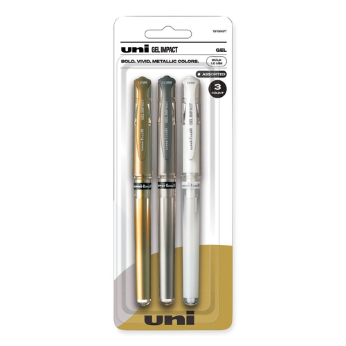 Pens | uni-ball 1919997 Signo Gel Impact 1 mm Stick Gel Pen - Assorted Metallic Ink and Barrel Colors/Bold (3-Piece/Set) image number 0