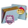 File Folders | Smead 26781 2 in. Expansion End Tab Pressboard Classification Folders with 6 SafeSHIELD Fasteners - Letter Size/Blue (10/Box) image number 1