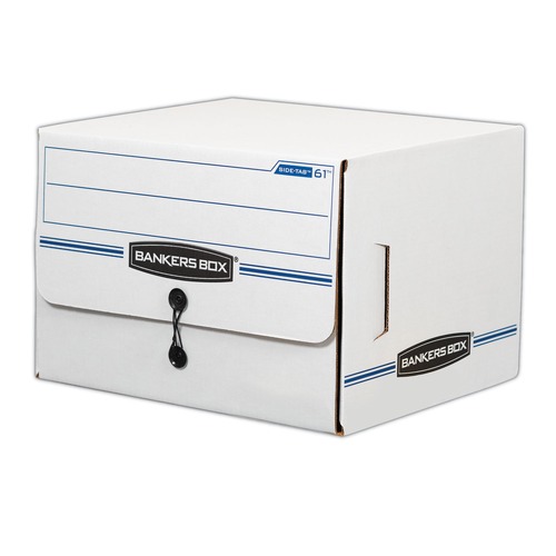  | Bankers Box 00061 SIDE-TAB Letter File Storage Boxes - White/Blue (12/Carton) image number 0