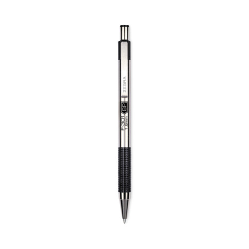Pens | Zebra 27310 F-301 Bold 1.6 millimeter Retractable Ballpoint Pen - Black Ink/Stainless Steel/Black Barrel (1-Dozen) image number 0