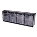 Boxes & Bins | Deflecto 20404OP 23.63 in. x 6.63 in. x 8.13 in. 4 Sections Tilt Bin Interlocking Multi-Bin Storage Organizer - Black/Clear image number 0