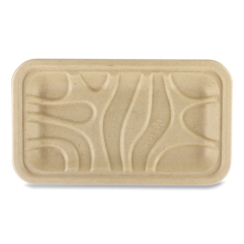Food Trays, Containers, and Lids | World Centric TRSC17S 8.3 x 4.9 x 0.7 Fiber Paper Trays - Natural (500/Carton) image number 0